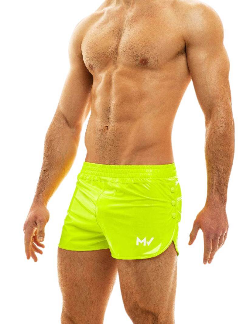 Mens MODUS VIVENDI PVC Vinyl Short with Buttoned Side