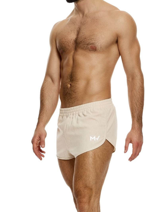 Mens MODUS VIVENDI Lightweight Linen Short, Curved Leg Jogging Style