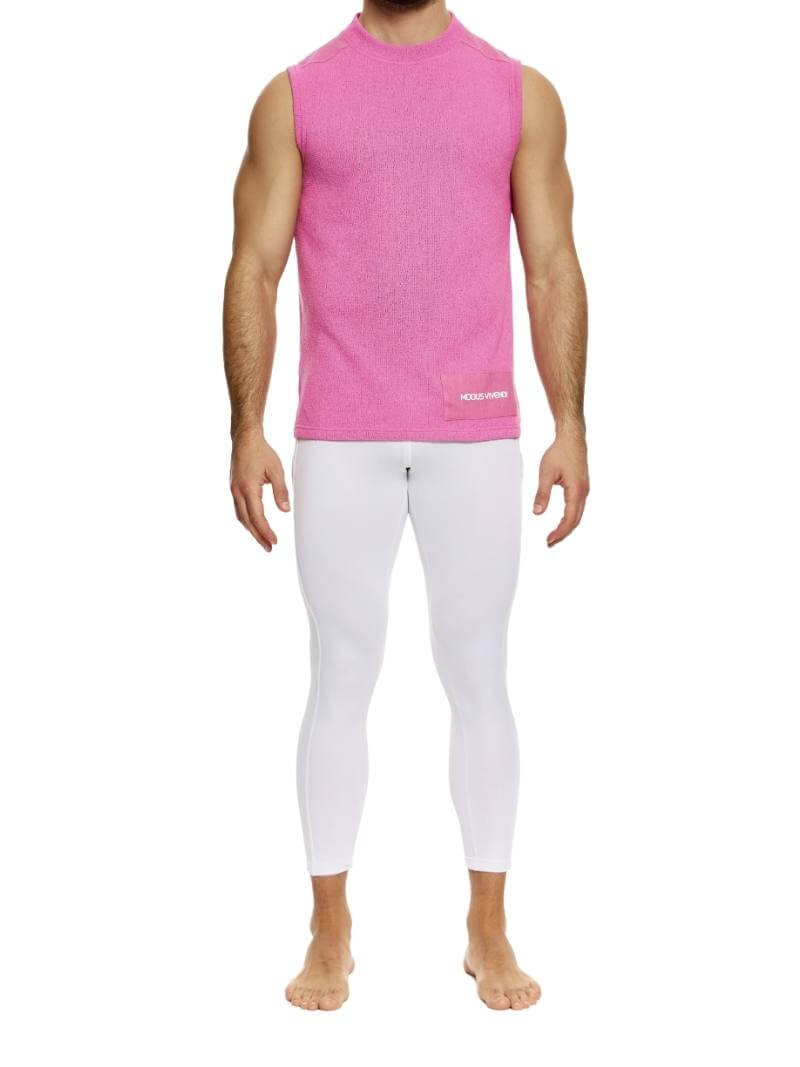 Mens MODUS VIVENDI Plain Knit Vest: Smart Design, Semi-Turtle Neck, Long Length