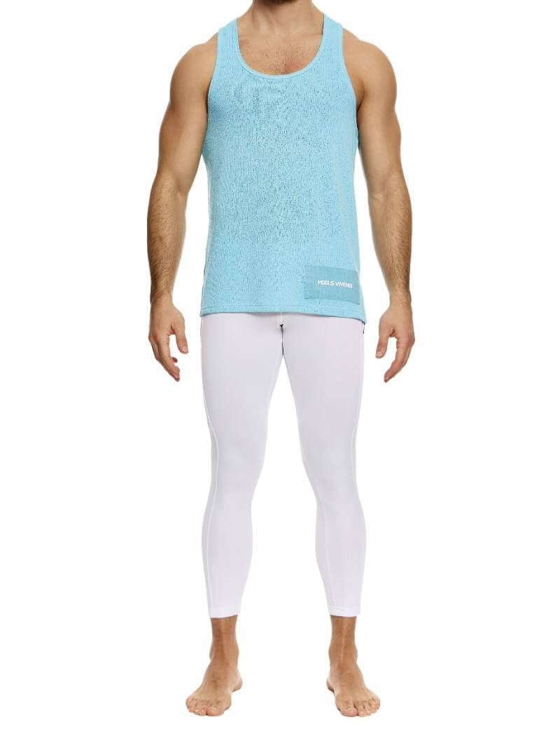 Mens MODUS VIVENDI Plain Knit Vest: Racerback, Trendy Long Length