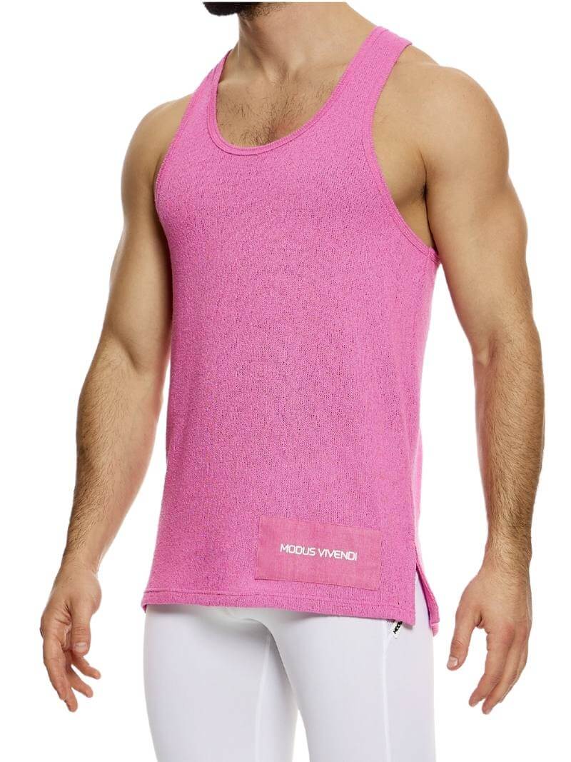 Mens MODUS VIVENDI Plain Knit Vest: Racerback, Trendy Long Length