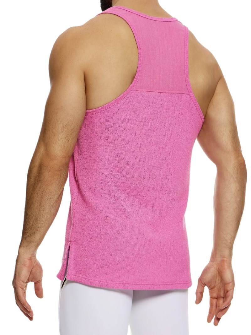 Mens MODUS VIVENDI Plain Knit Vest: Racerback, Trendy Long Length