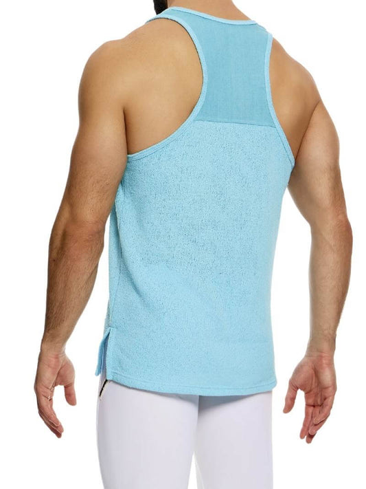 Mens MODUS VIVENDI Plain Knit Vest: Racerback, Trendy Long Length