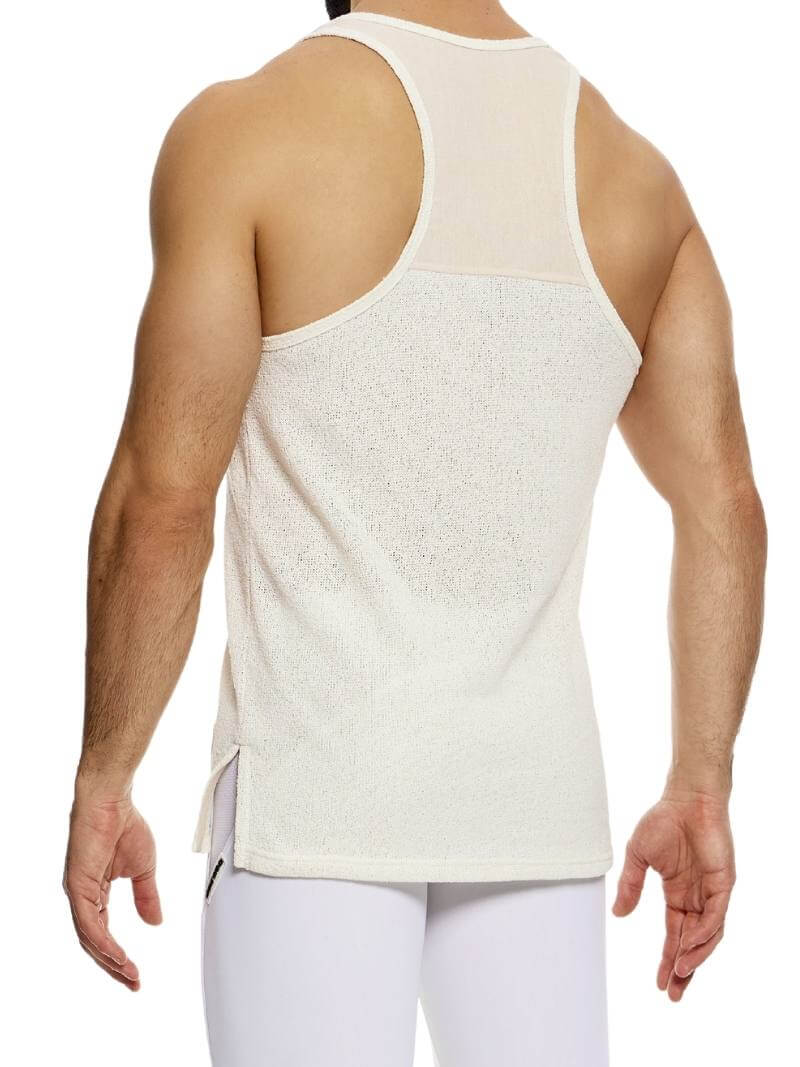 Mens MODUS VIVENDI Plain Knit Vest: Racerback, Trendy Long Length