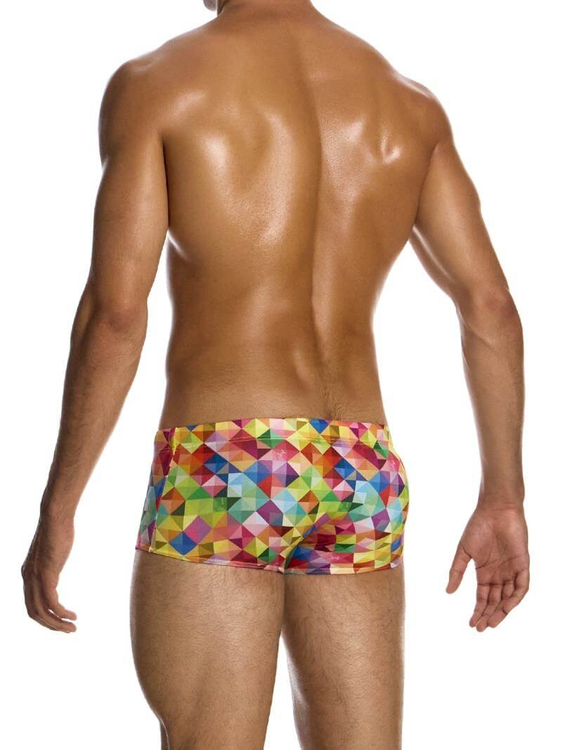 Mens MODUS VIVENDI Geometric Rainbow Swimming Trunk