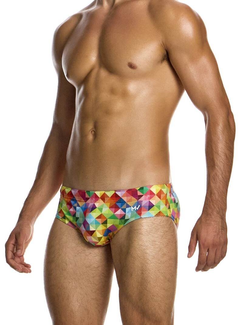 Mens MODUS VIVENDI Geometric Rainbow Swim Brief