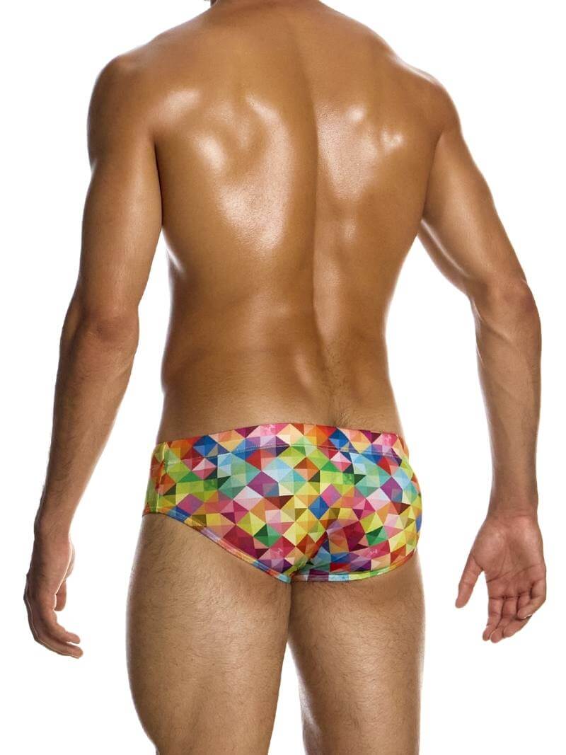 Mens MODUS VIVENDI Geometric Rainbow Swim Brief