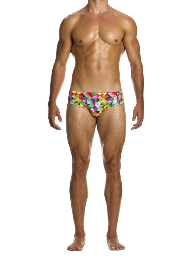 Mens MODUS VIVENDI Geometric Rainbow Swim Brief