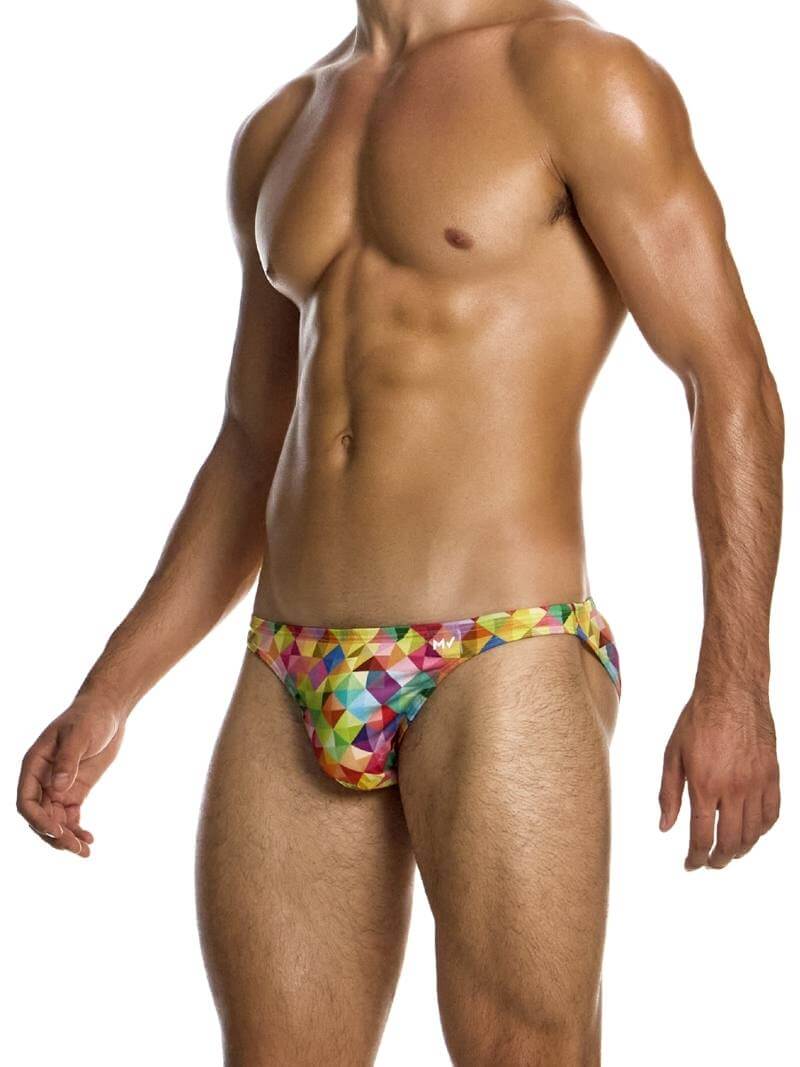 Mens MODUS VIVENDI Geometric Rainbow Low-Cut Swimwear Bikini