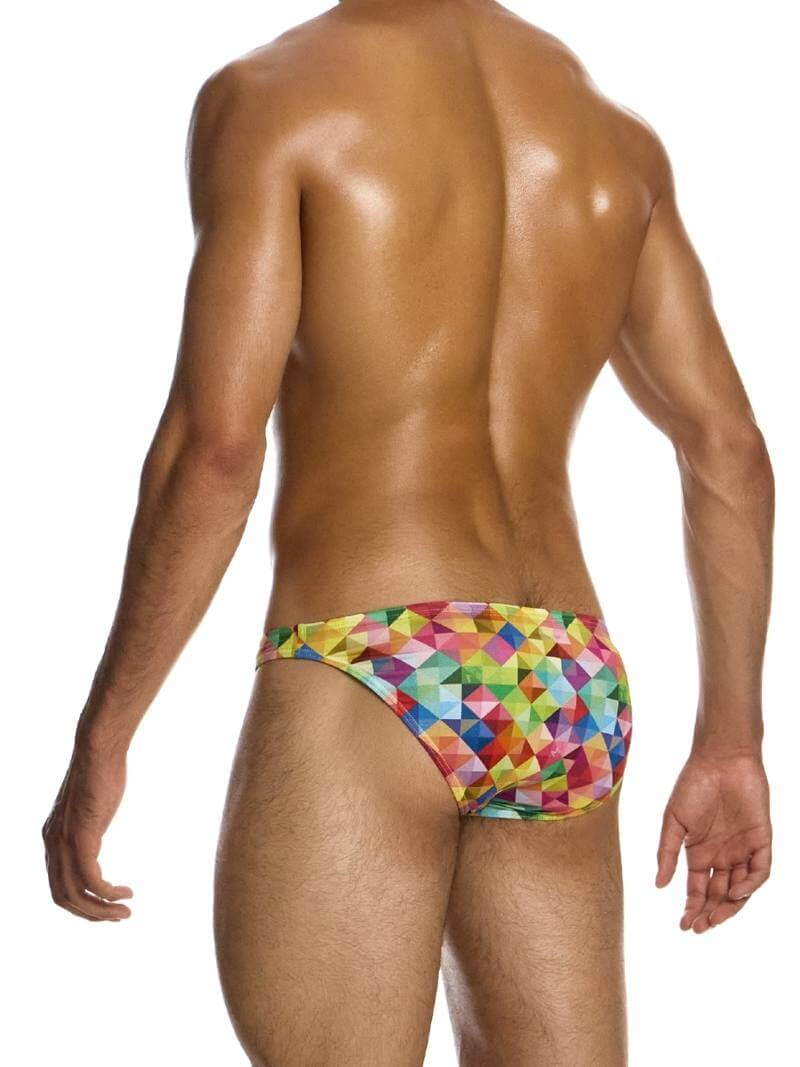 Mens MODUS VIVENDI Geometric Rainbow Low-Cut Swimwear Bikini