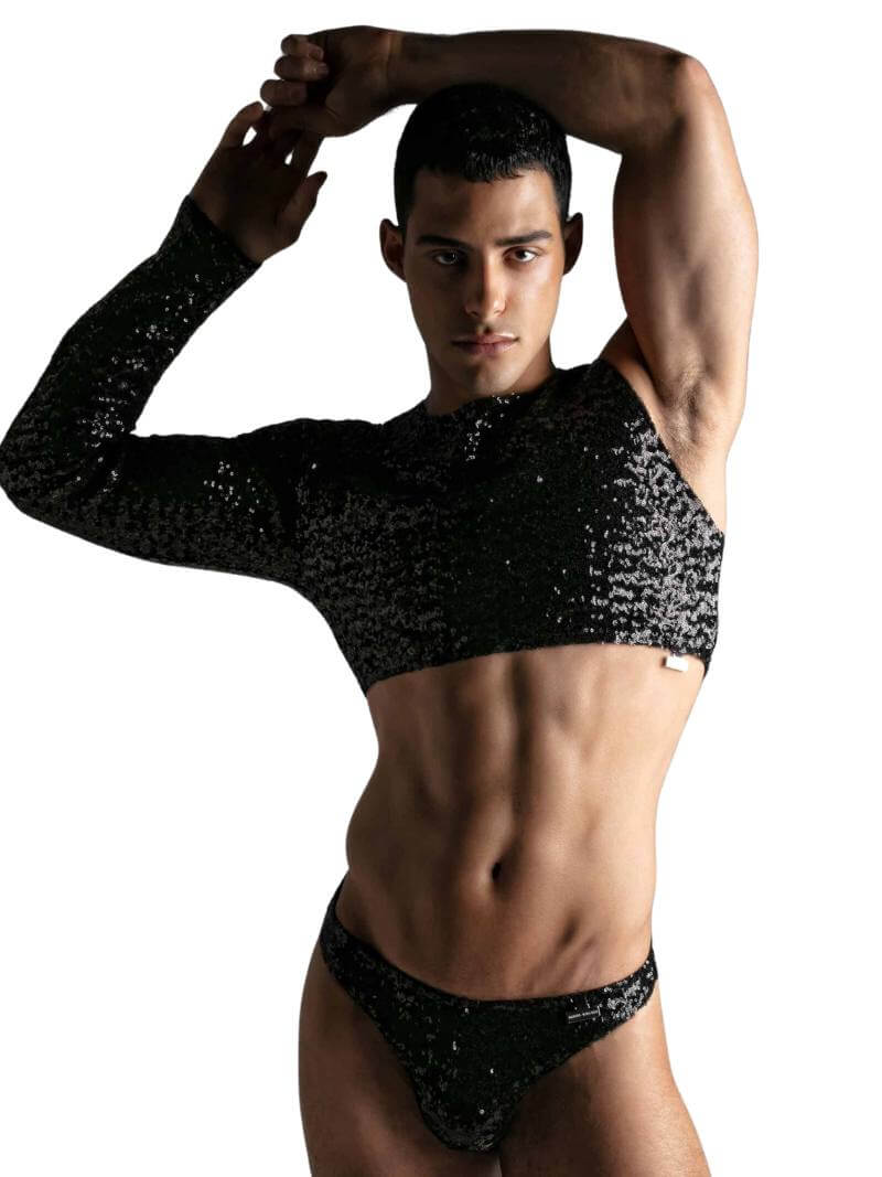 Mens MODUS VIVENDI Sequin Bolero Crop Top: SIZE XL