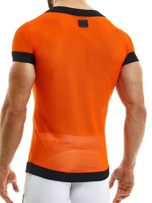 Mens MODUS VIVENDI Muslin T-Shirt: See-Through Sheer Mesh - LARGE, XL