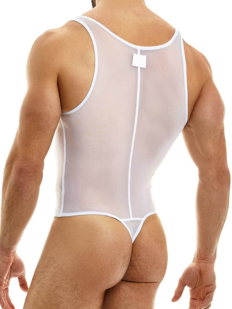 Mens MODUS VIVENDI Sheer Muslin Bodysuit with Thong Rear