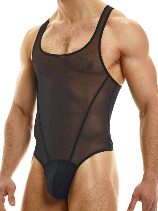 Mens MODUS VIVENDI Sheer Muslin Bodysuit with Thong Rear