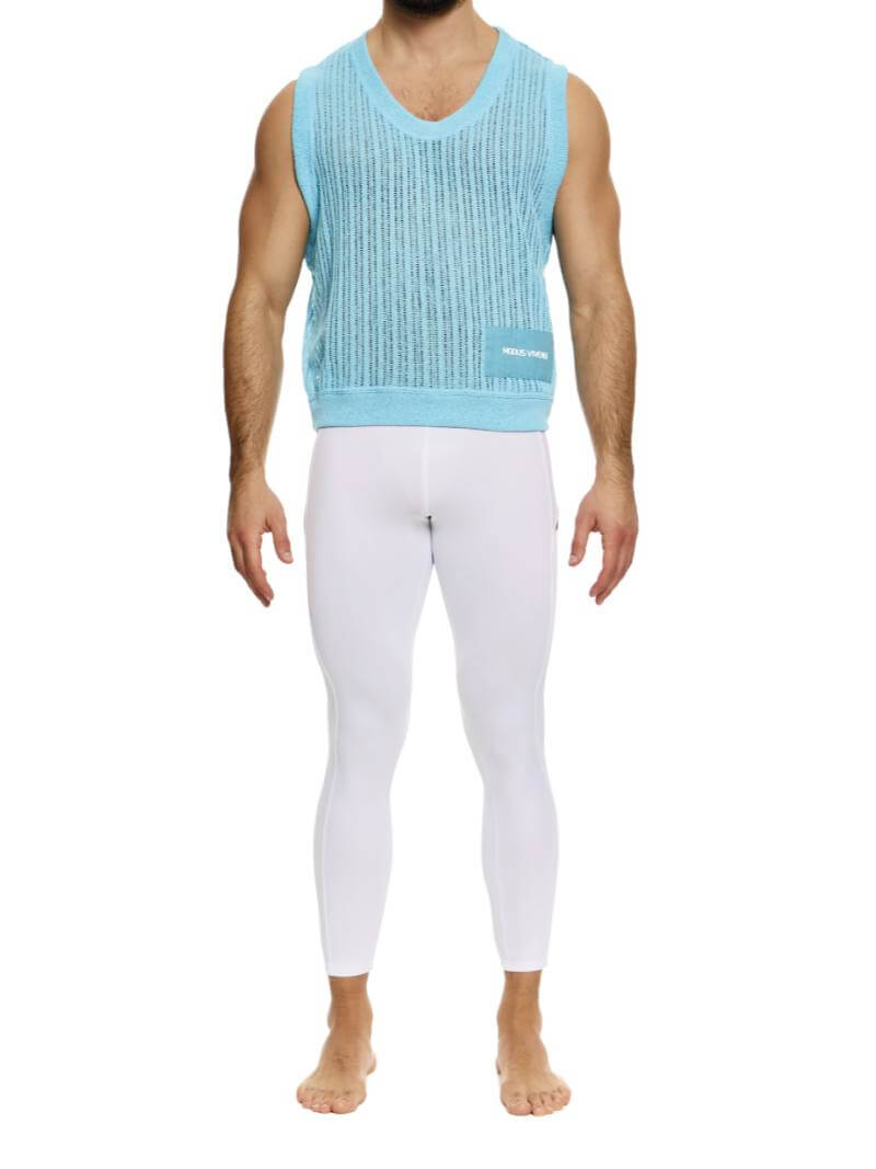 Mens MODUS VIVENDI Crochet Tank Top: Scoop Neck, Striped Knit