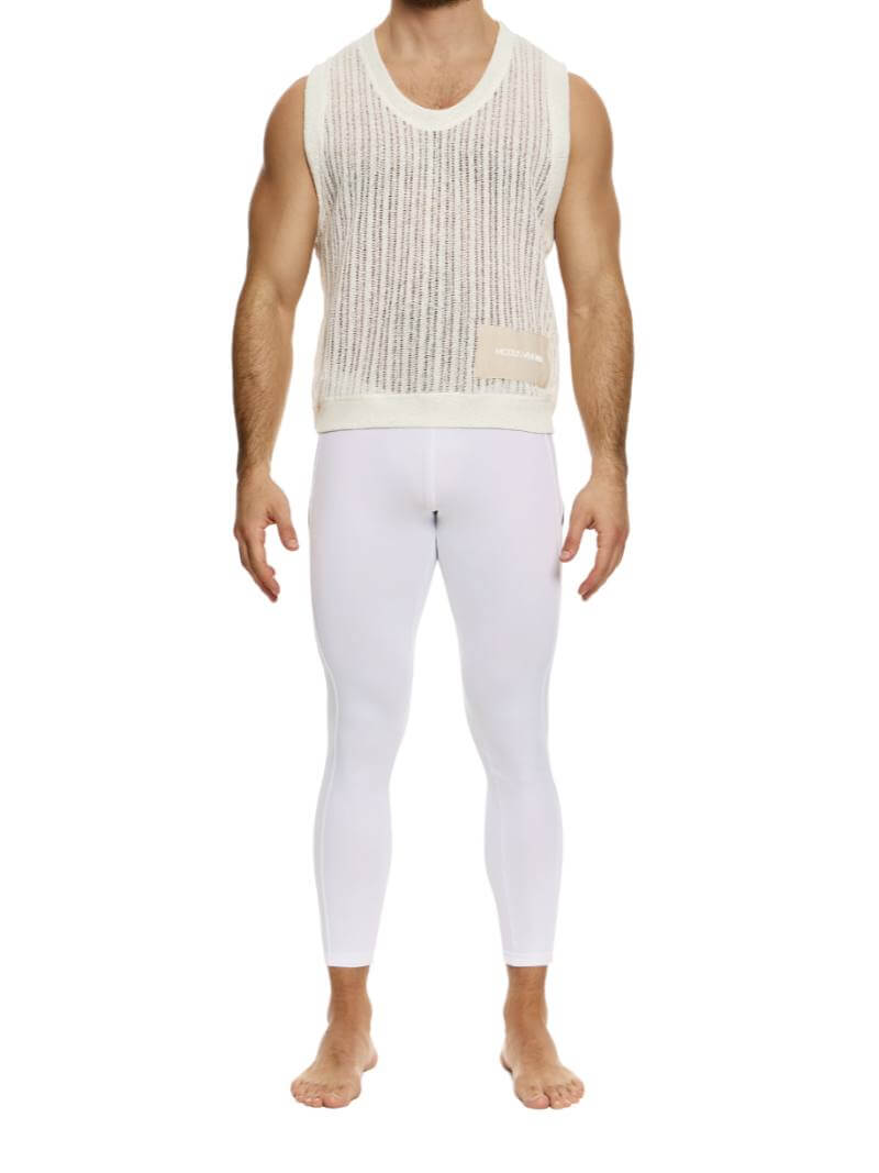 Mens MODUS VIVENDI Crochet Tank Top: Scoop Neck, Striped Knit