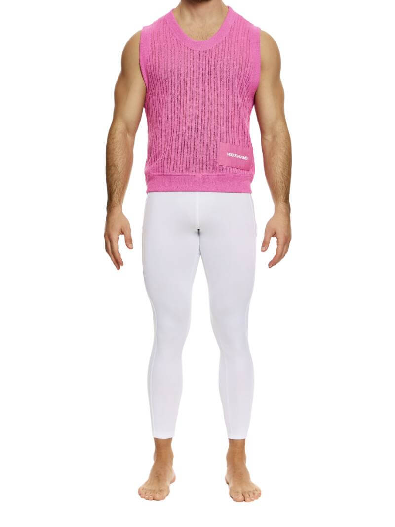 Mens MODUS VIVENDI Crochet Tank Top: Scoop Neck, Striped Knit