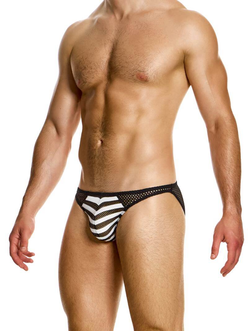 Mens MODUS VIVENDI Striped Mesh Bikini - SIZE SMALL