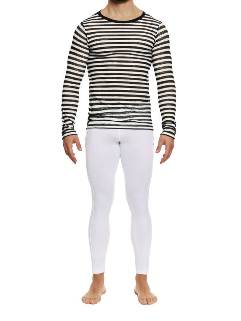 Mens MODUS VIVENDI Striped Mesh Long-Sleeved Top
