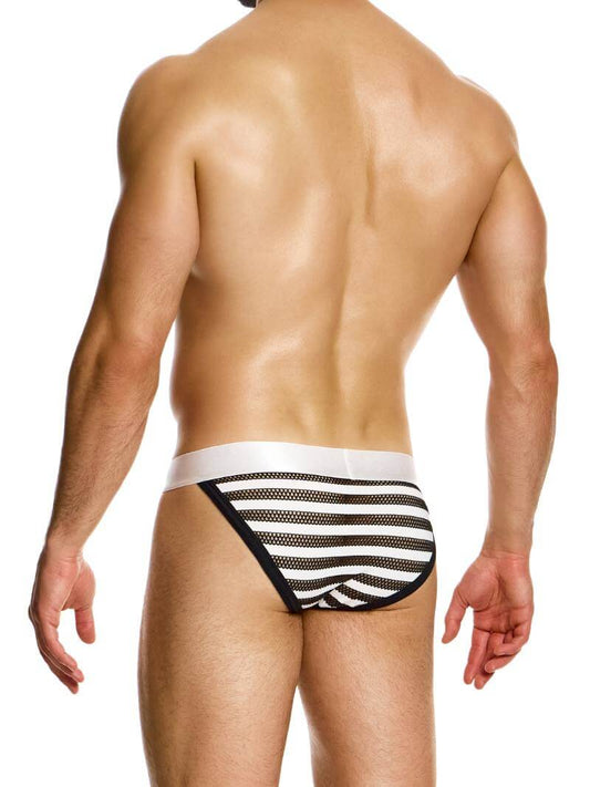 Mens MODUS VIVENDI Striped Mesh Tanga - MEDIUM
