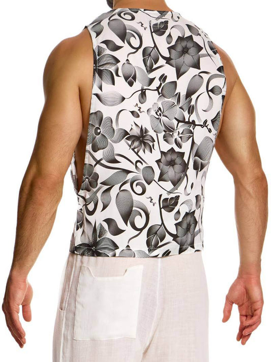 Mens MODUS VIVENDI Viennese Tank Top: Drop Armhole, Bold Floral Print