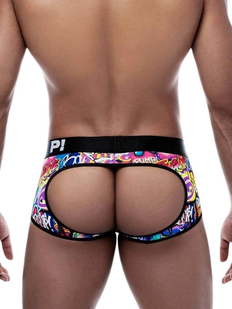 Mens PUMP Underwear Graffiti Access Backless Trunk