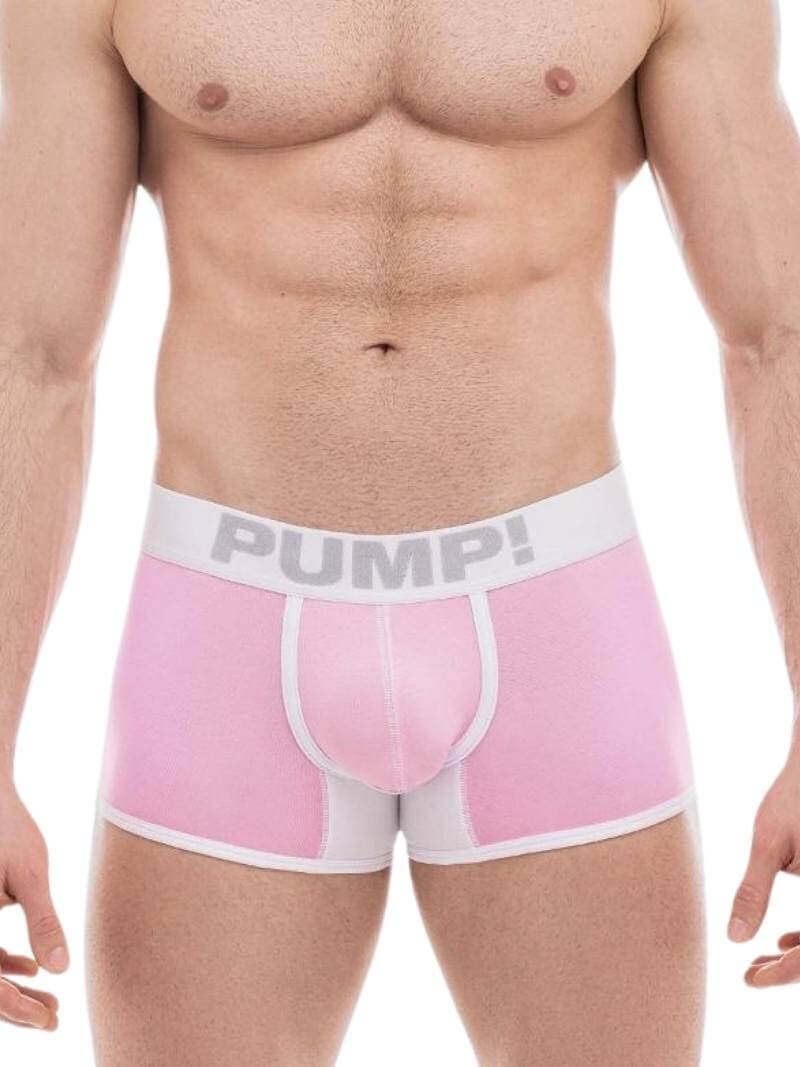 This image features the PUMP Milkshake Cotton Boxer, a stylish and comfortable men's underwear piece. The boxer is presented in a soft, pastel milkshake color, with contrasting white stitching and trims that add a vibrant touch to the design.