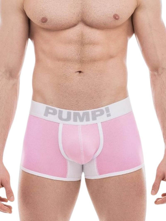 This image features the PUMP Milkshake Cotton Boxer, a stylish and comfortable men's underwear piece. The boxer is presented in a soft, pastel milkshake color, with contrasting white stitching and trims that add a vibrant touch to the design.