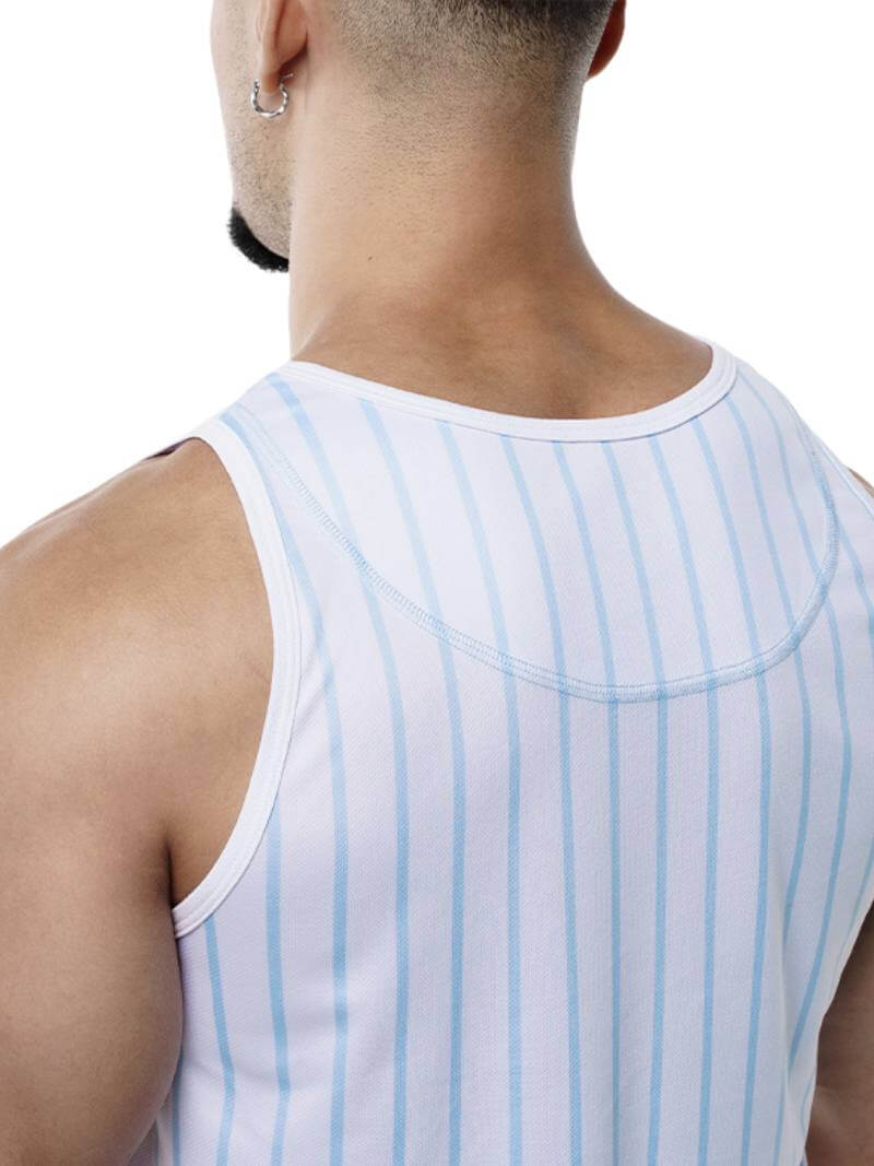 Mens PUMP Sky Blue Striped Tank Top