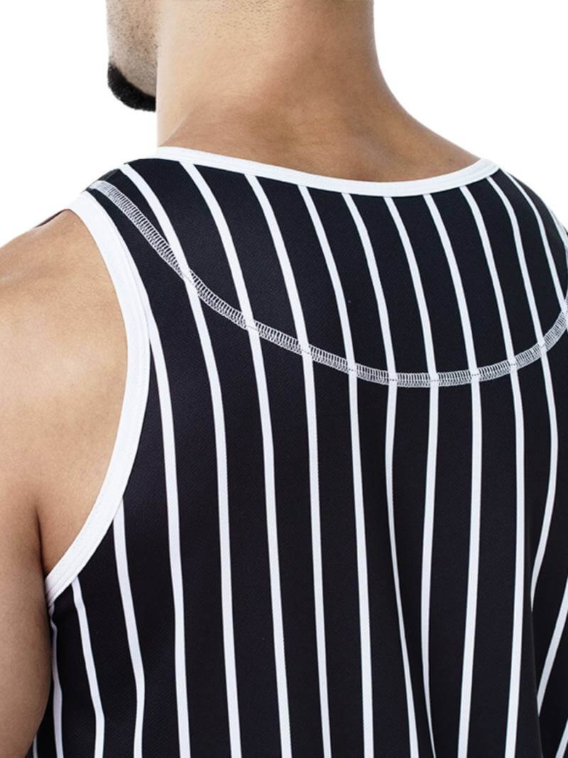 Mens PUMP Black Striped Tank Top