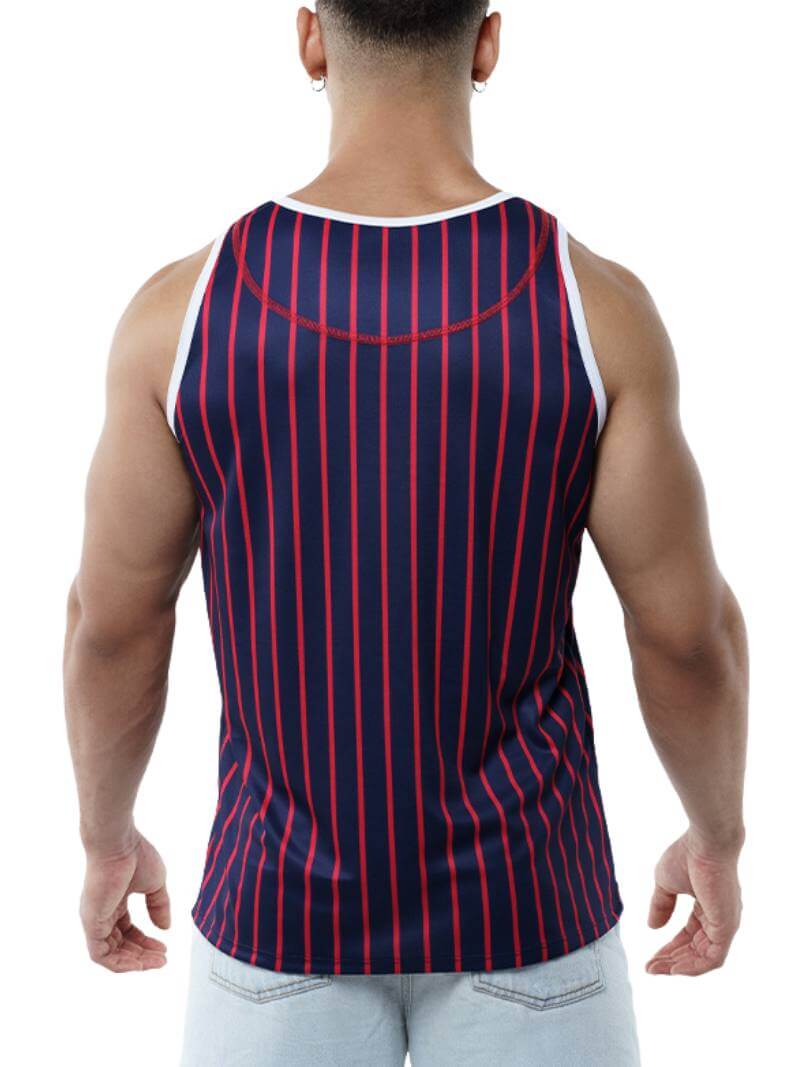 Mens PUMP Navy Striped Tank Top