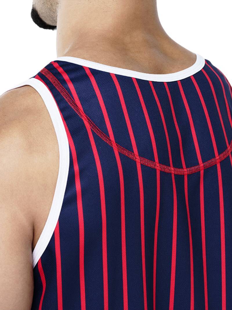 Mens PUMP Navy Striped Tank Top