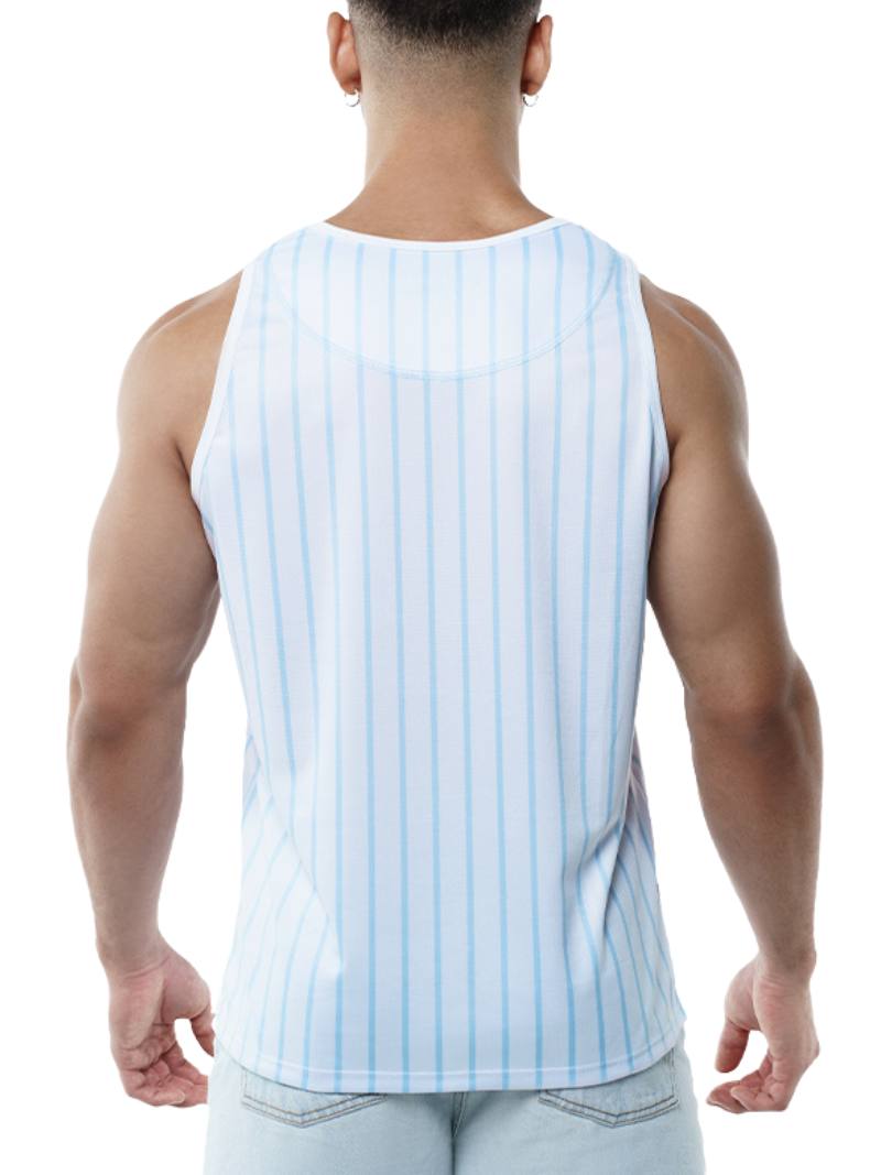 Mens PUMP Sky Blue Striped Tank Top