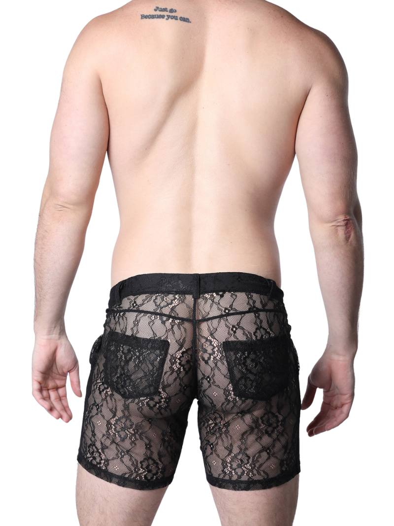 Timoteo Positano Black Floral Lace Short