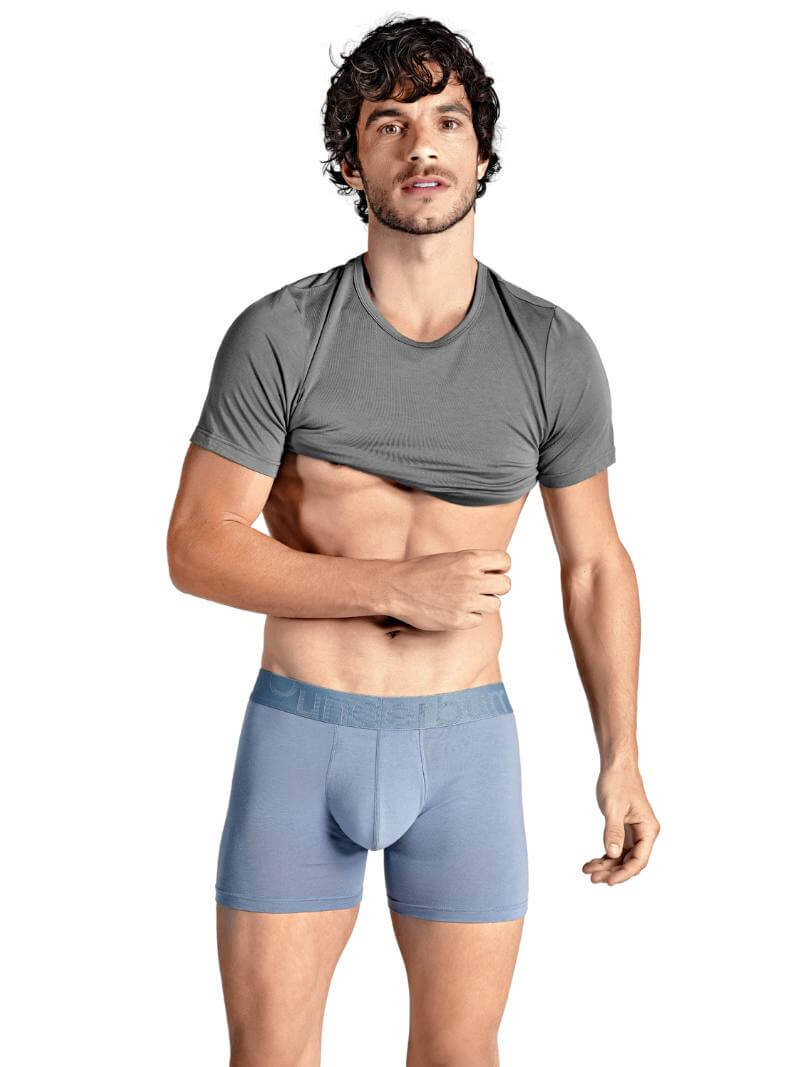 Mens Rounderbum Enhancing & Reshaping Boxer Brief with Padded Bum and Pouch, Light Blue