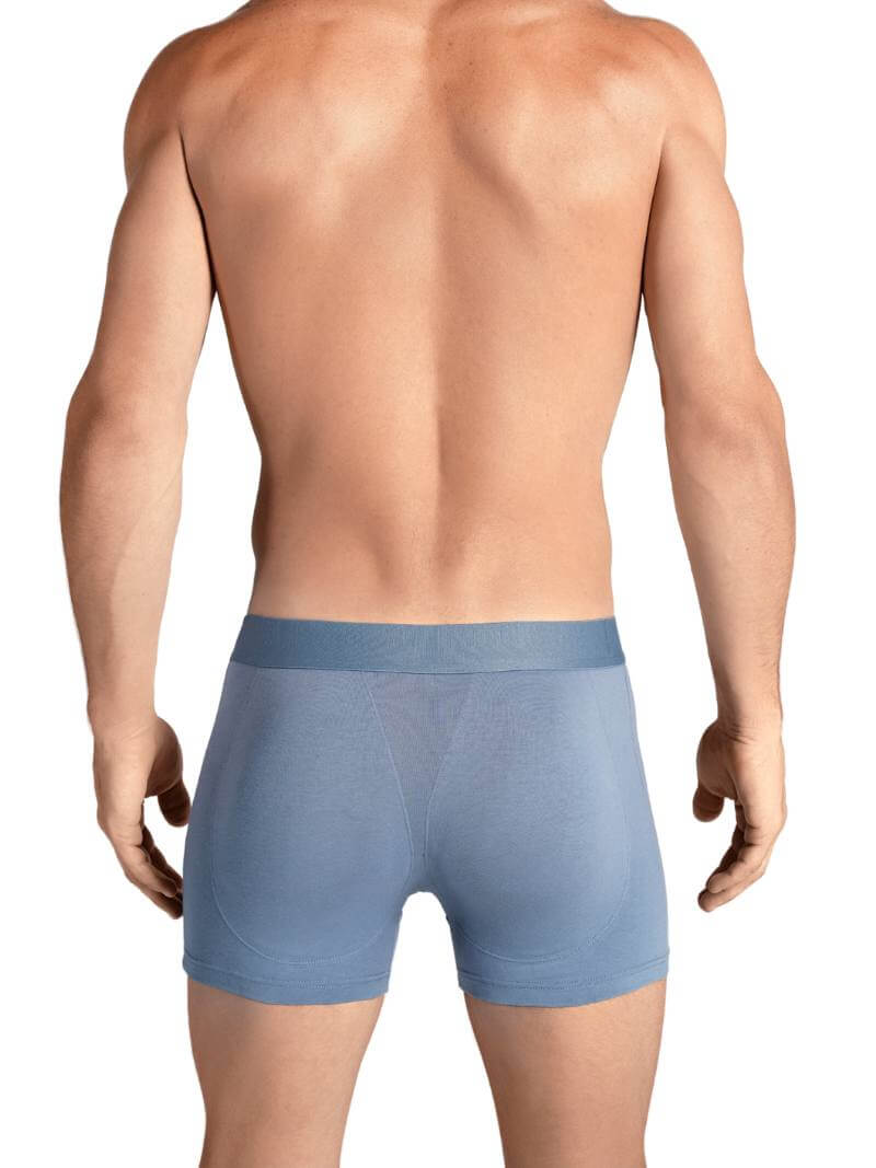 Mens RounderBum Boxer Brief with Bum Reshaping Padding, Light Blue