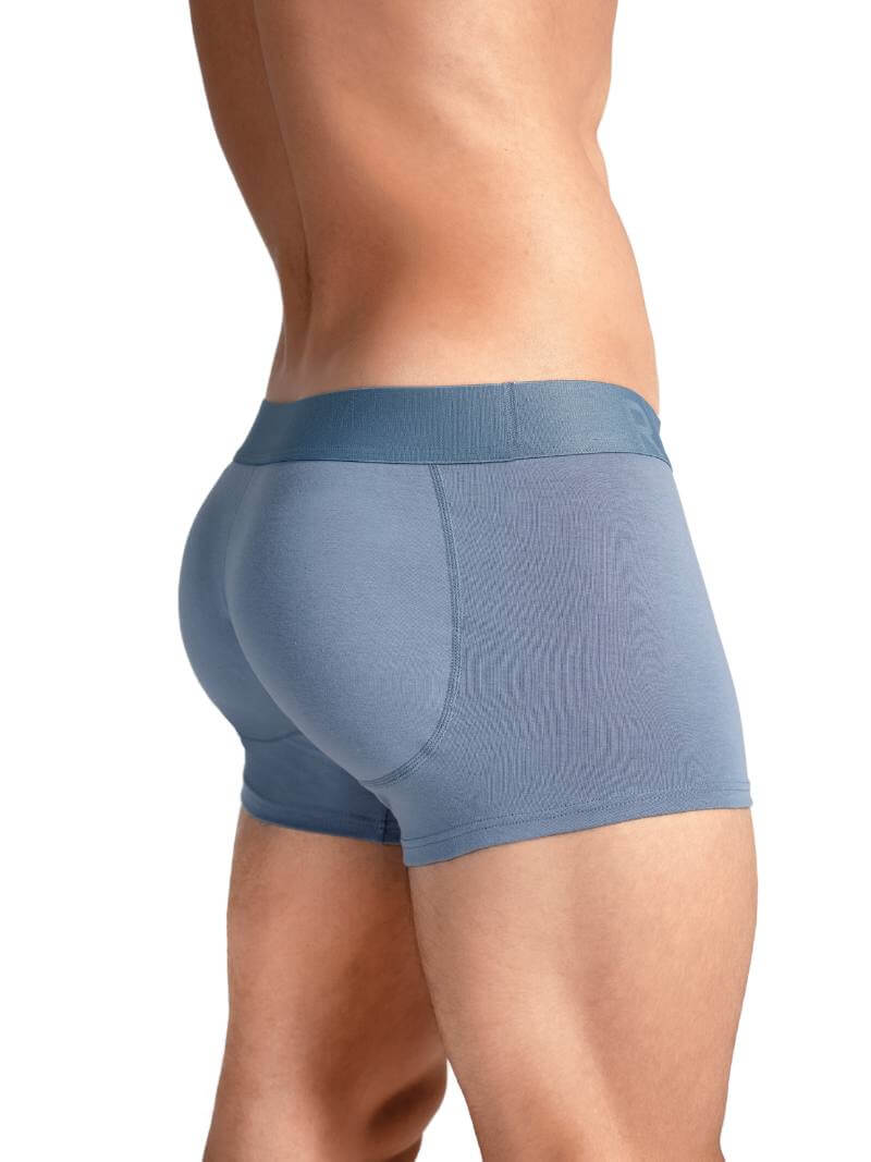 Mens RounderBum Trunk with Bum Reshaping Padding, Light Blue