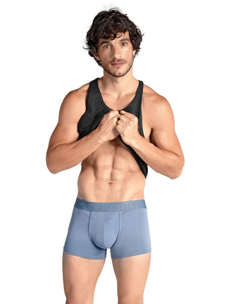 Mens RounderBum Trunk with Bum Reshaping Padding, Light Blue