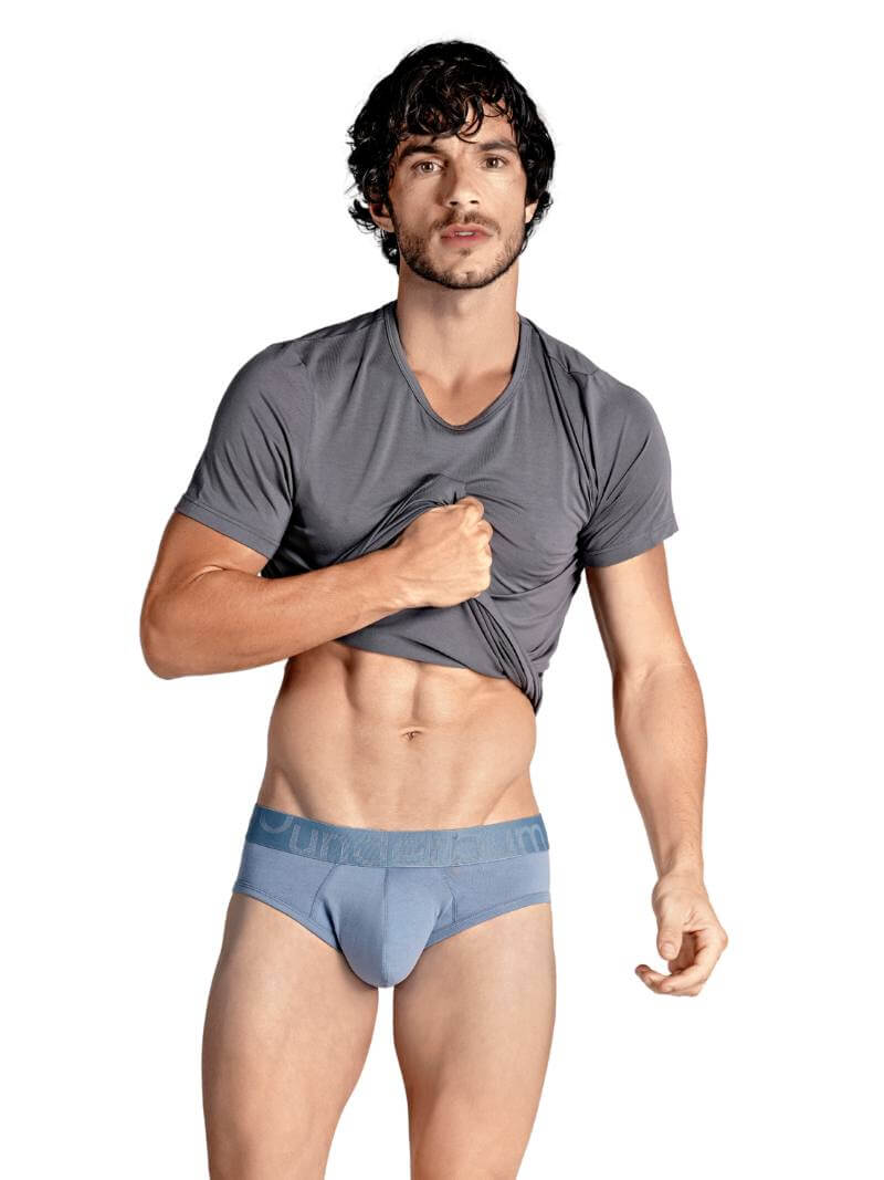 Mens RounderBum Brief with Bum Reshaping Padding, Light Blue