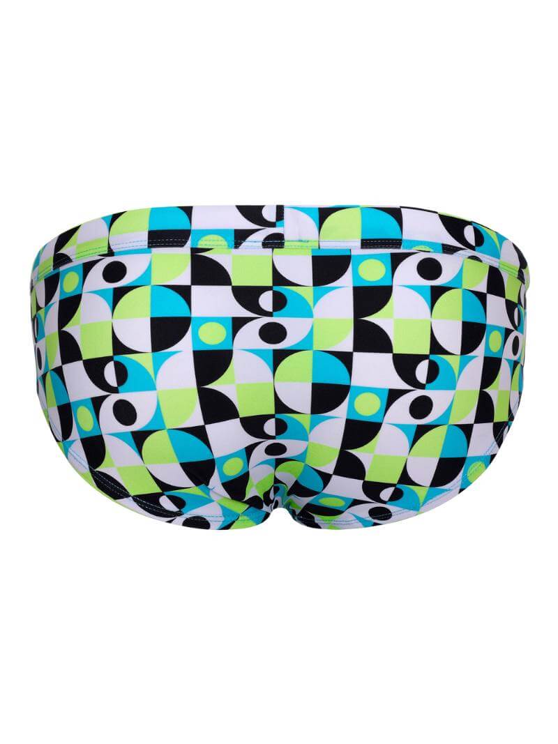 Mens SUKREW Retro Geometric Lime Swimming Brief