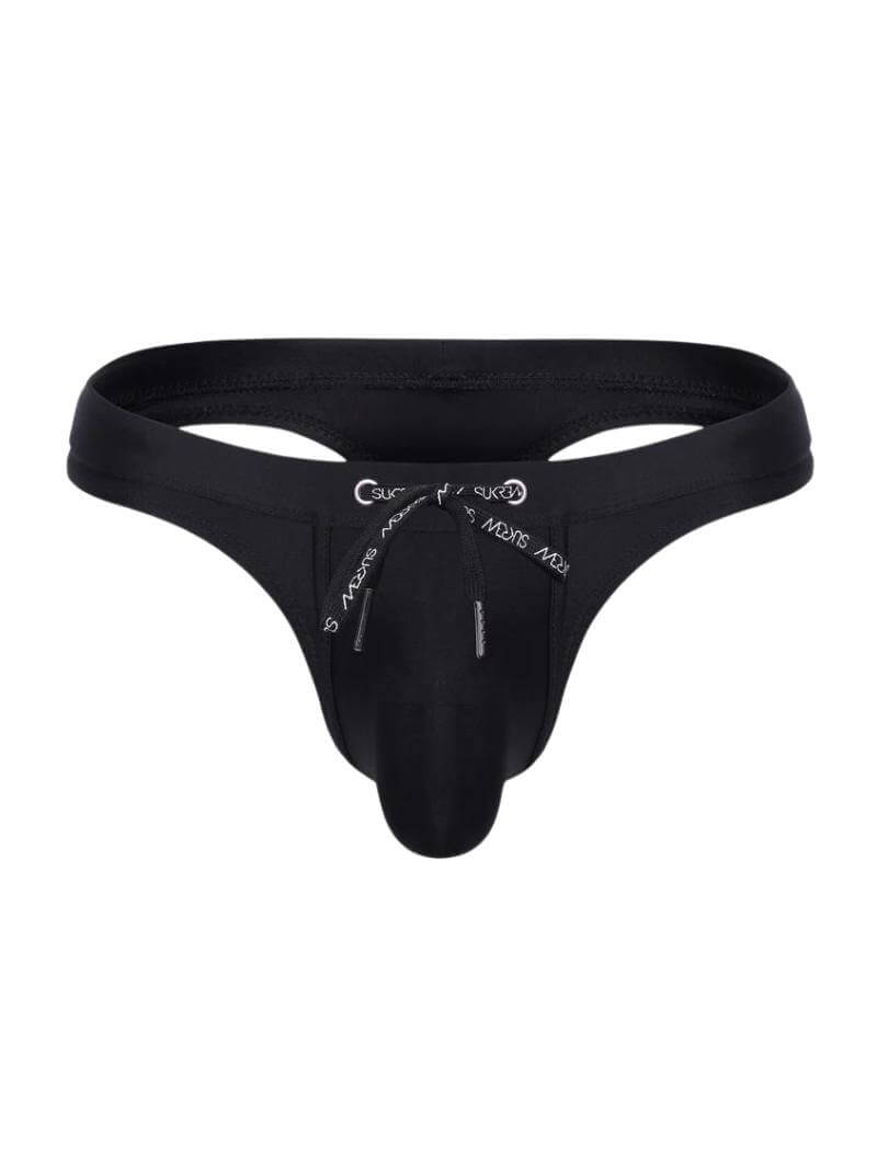 A blue SUKREW Torrent swimming thong with a matching waistband, branded drawstrings, and a contoured pouch.
