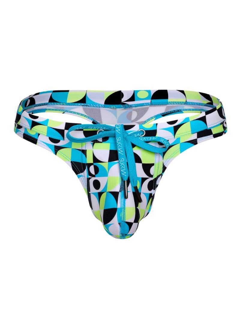 SUKREW Retro Geometric Lime Swimming Thong
