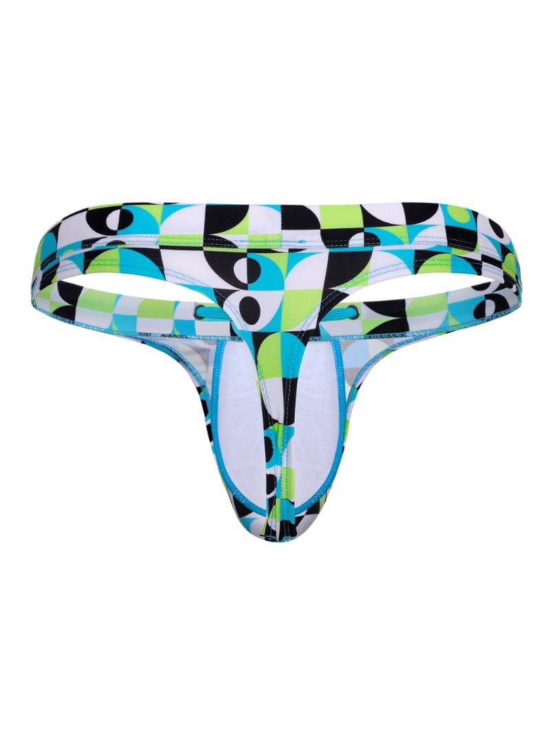Mens SUKREW Retro Geometric Lime Swimming Thong