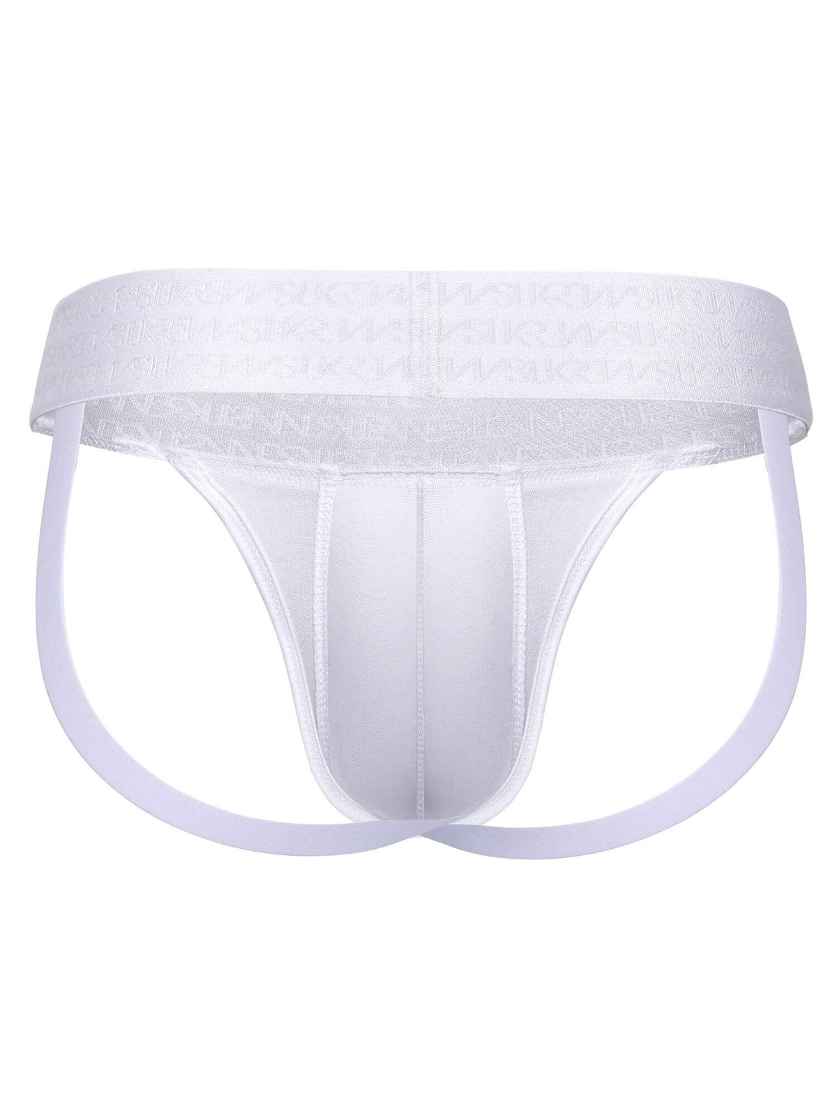 White men's underwear on a white background
