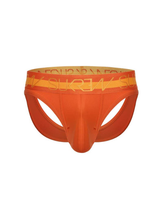 A black SUKREW Highlight jock thong with a contrasting green waistband and signature white branding on the leg. The underwear features a large pouch and contoured front.