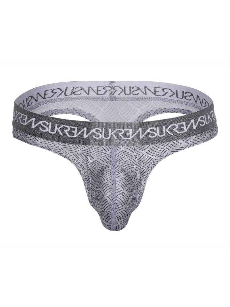 Gray men's underwear with brand logo on a white background