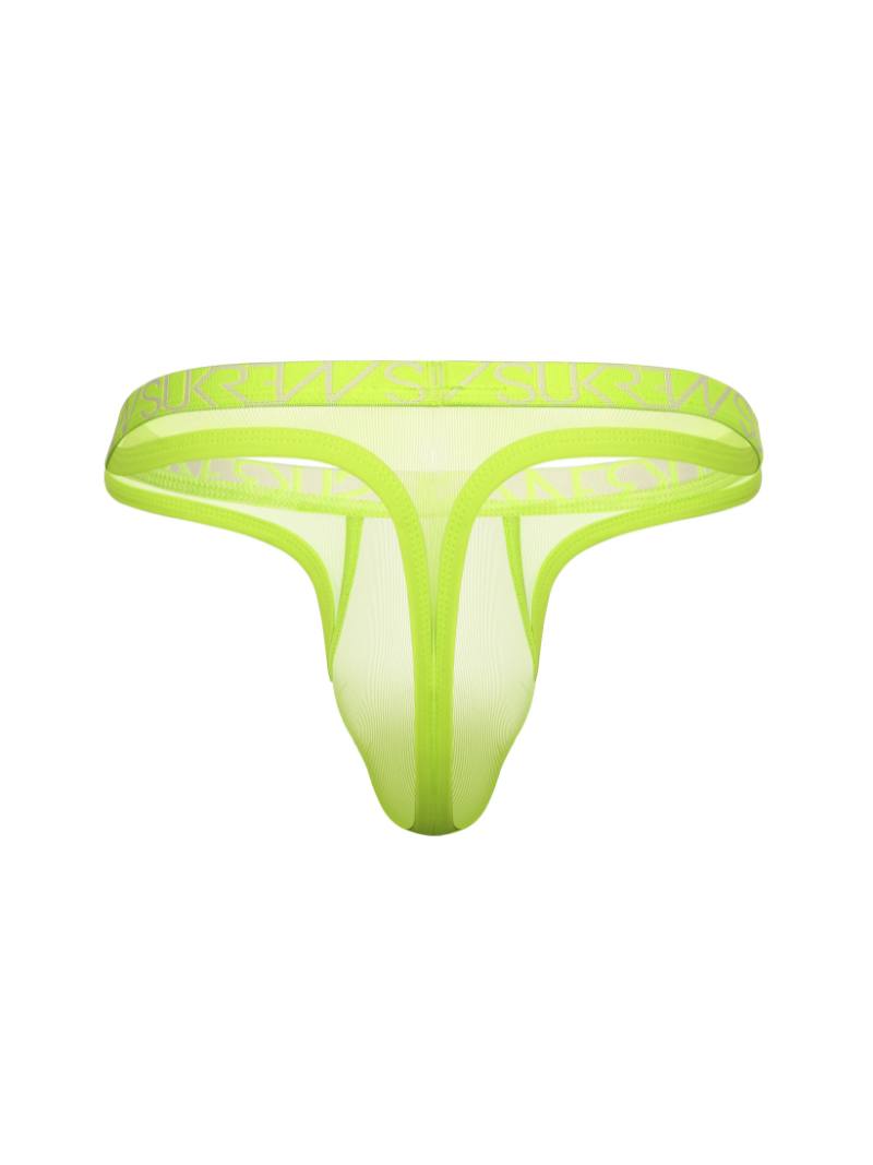 Neon green thong on a white background