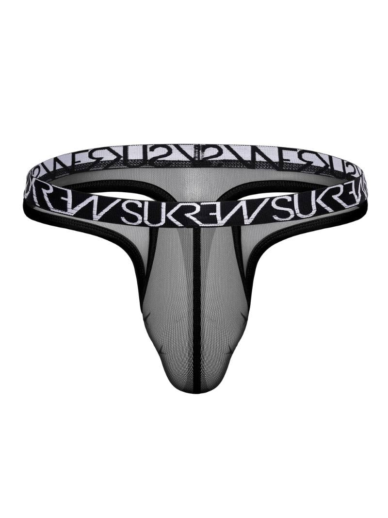 Black men's underwear with brand logo on a white background