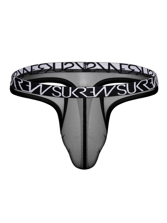 Black men's underwear with brand logo on a white background