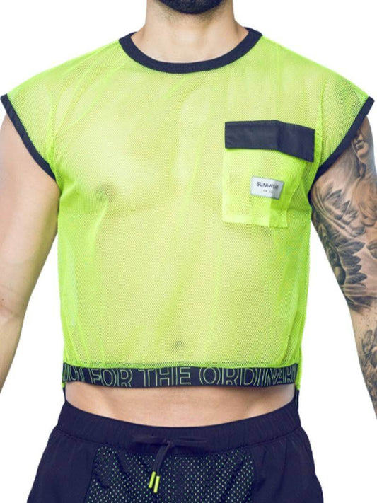 Men's Supawear Neon Mesh Cropped Tank Top